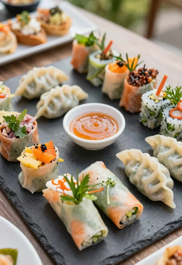 15 Appetizer Plating Ideas That Impress Guests Instantly - 13. Asian-Inspired Bites 1