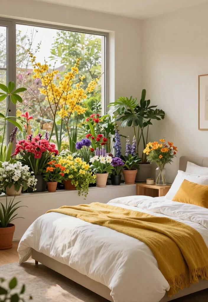 15 Bedroom Plant Decor Ideas That Feel Calm & Cozy - 11. Seasonal Plant Swaps 1