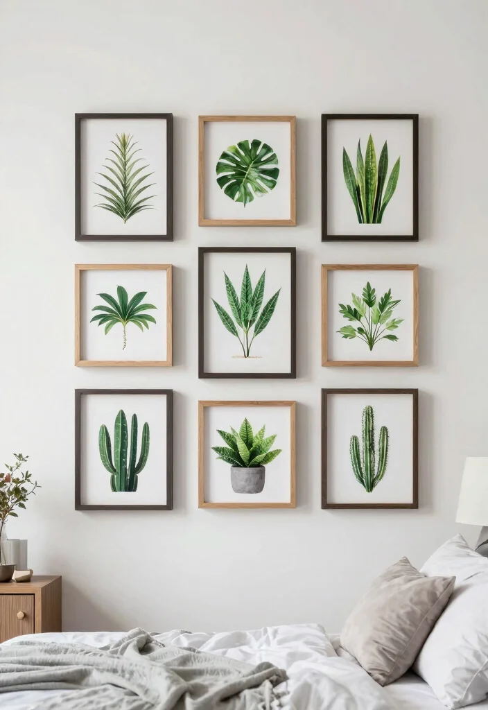 15 Bedroom Plant Decor Ideas That Feel Calm & Cozy - 13. Plant Art Displays 1