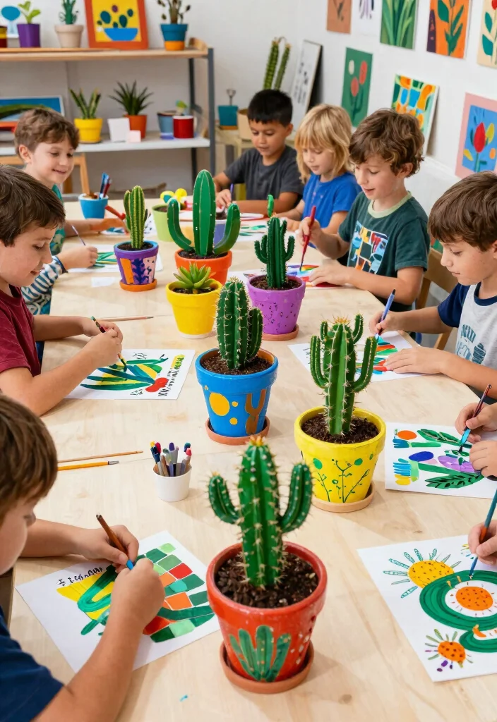 15 Cactus Pottery Painting Ideas With Playful Style 64 15 Cactus Pottery Painting Ideas With Playful Style - 14. Collaborative Cactus Mosaic 1
