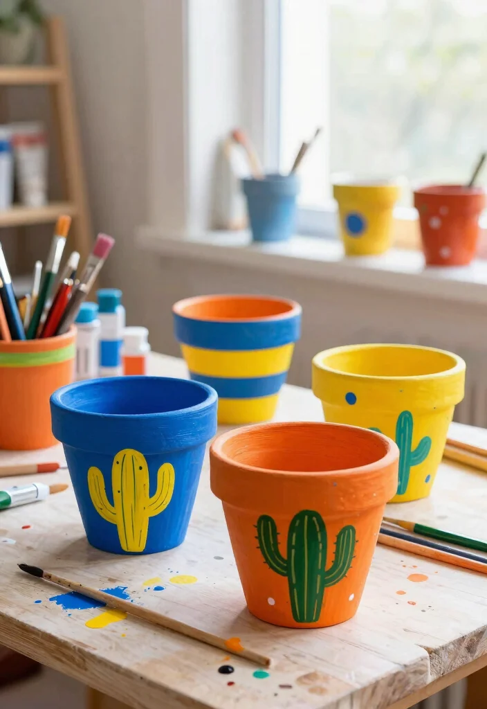 15 Cactus Pottery Painting Ideas With Playful Style 12 15 Cactus Pottery Painting Ideas With Playful Style - 2. Bold and Bright Cactus Patterns 1