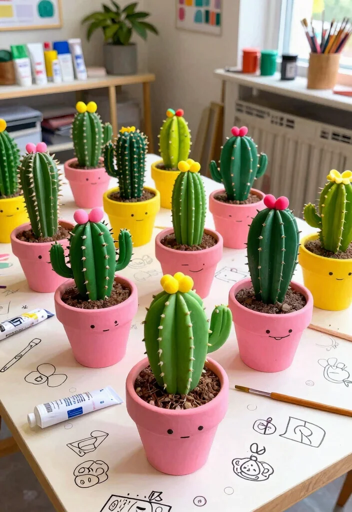 15 Cactus Pottery Painting Ideas With Playful Style 23 15 Cactus Pottery Painting Ideas With Playful Style - 3. Whimsical Cactus Creatures 1