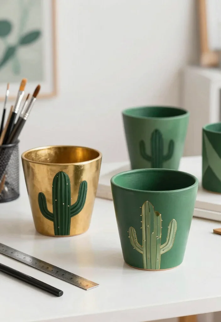 15 Cactus Pottery Painting Ideas With Playful Style 24 15 Cactus Pottery Painting Ideas With Playful Style - 4. Geometric Cactus Art 1