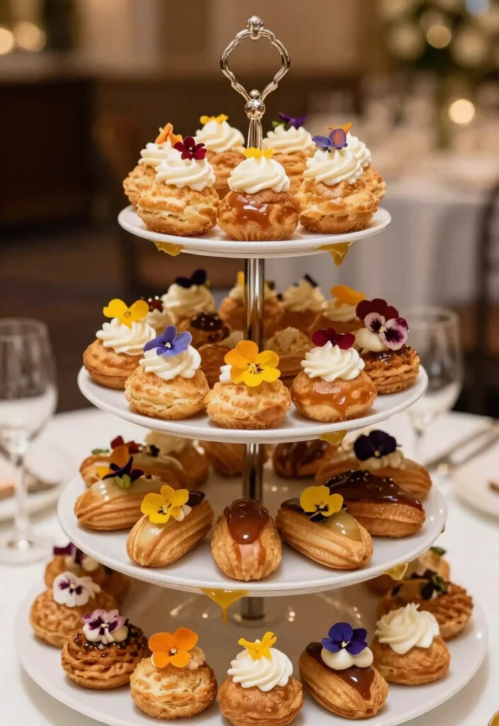 15 Choux Pastry Plating Ideas With Elegant Detail 27 15 Choux Pastry Plating Ideas With Elegant Detail - 7. Elegant Tiers and Layers 1