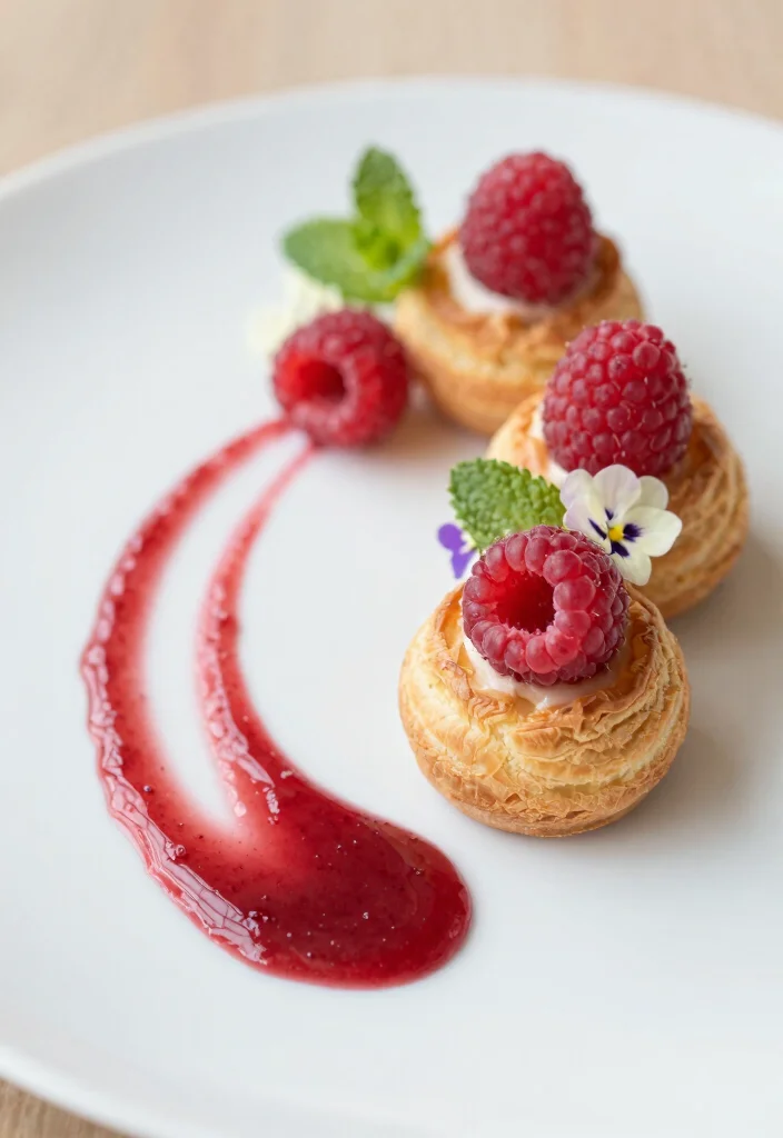 15 Choux Pastry Plating Ideas With Elegant Detail 38 15 Choux Pastry Plating Ideas With Elegant Detail - 8. Artistic Swirls and Lines 1