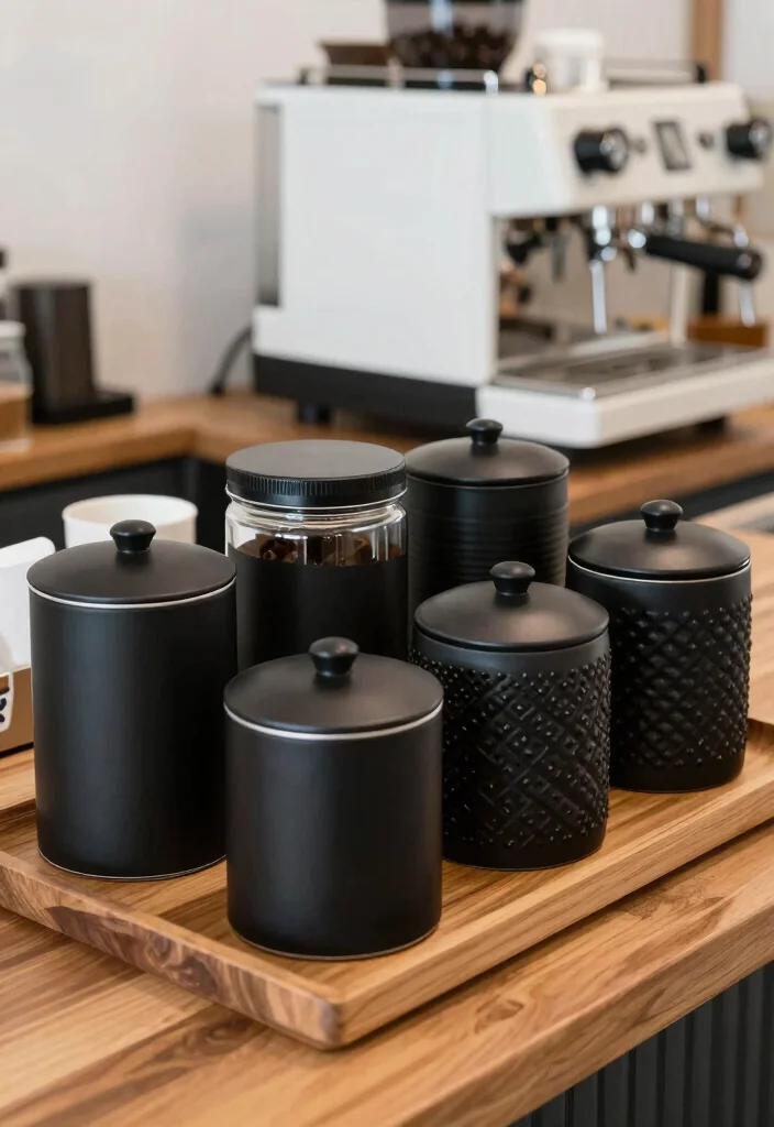 15 Coffee Bar Black Ideas With Bold Modern Edge - 10. Unique Coffee Containers 1