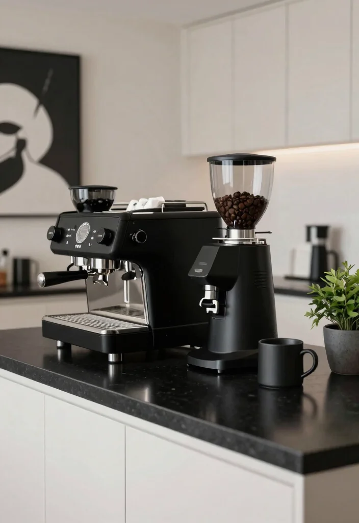 15 Coffee Bar Black Ideas With Bold Modern Edge - 2. Matte Black Appliances 1