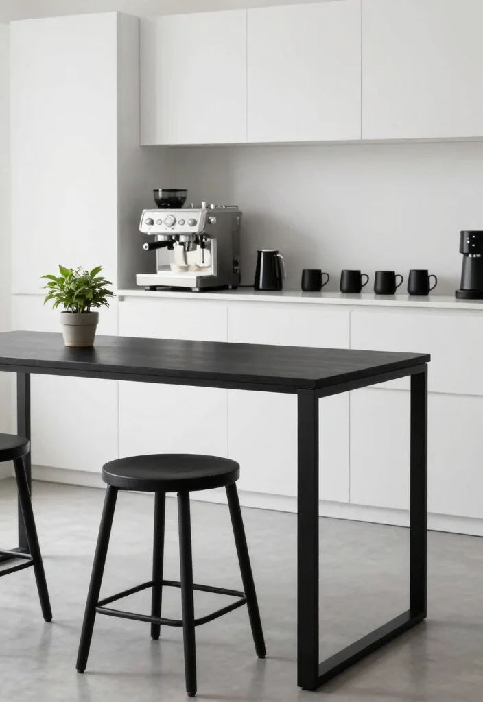 15 Coffee Bar Black Ideas With Bold Modern Edge - 6. Minimalist Black Furniture 1