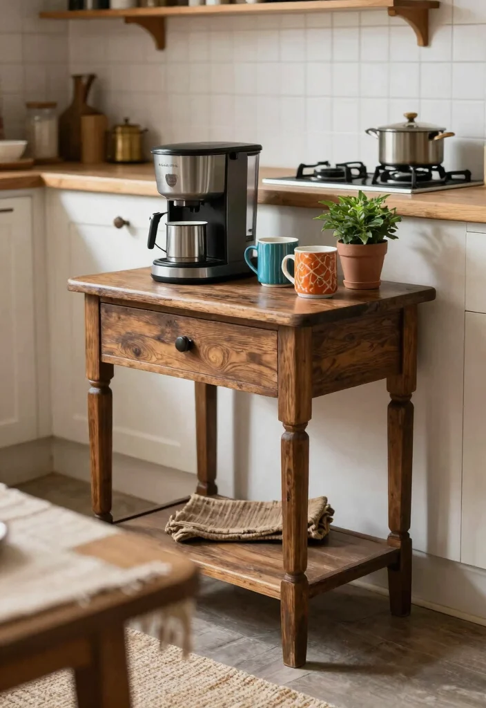 15 Coffee Bar Shelves Ideas That Look Pinterest Perfect - 12. Coffee Station with a Vintage Furniture Piece 1