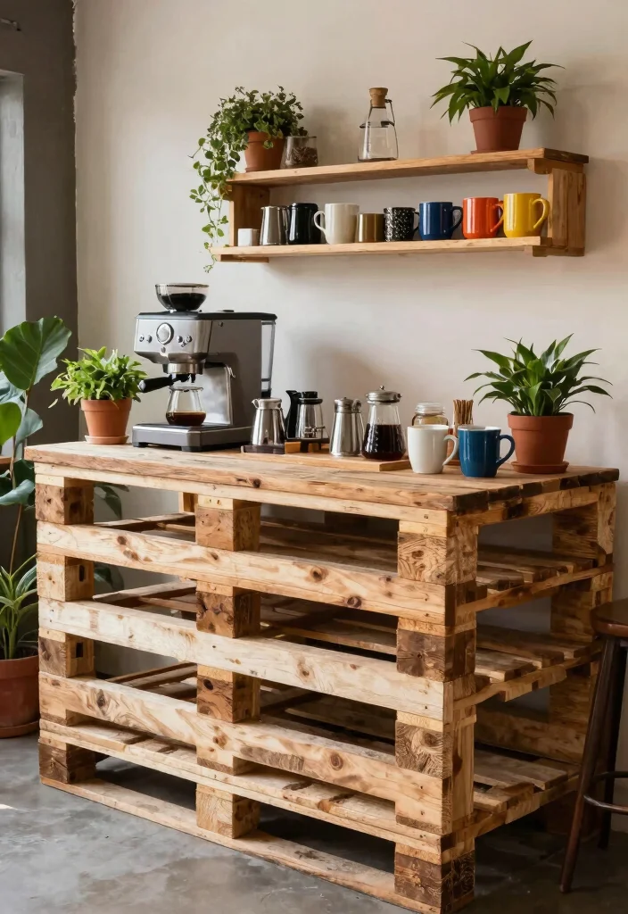 15 Coffee Bar Shelves Ideas That Look Pinterest Perfect - 15. DIY Pallet Coffee Bar 1