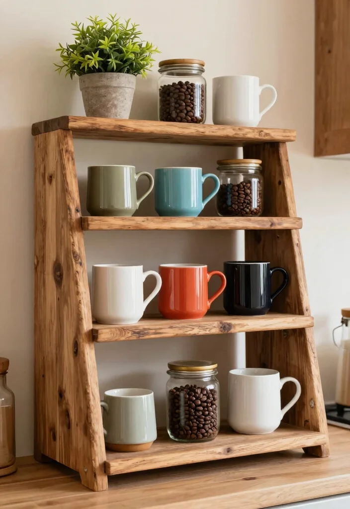 15 Coffee Bar Shelves Ideas That Look Pinterest Perfect - 5. Farmhouse Style Tiers 1