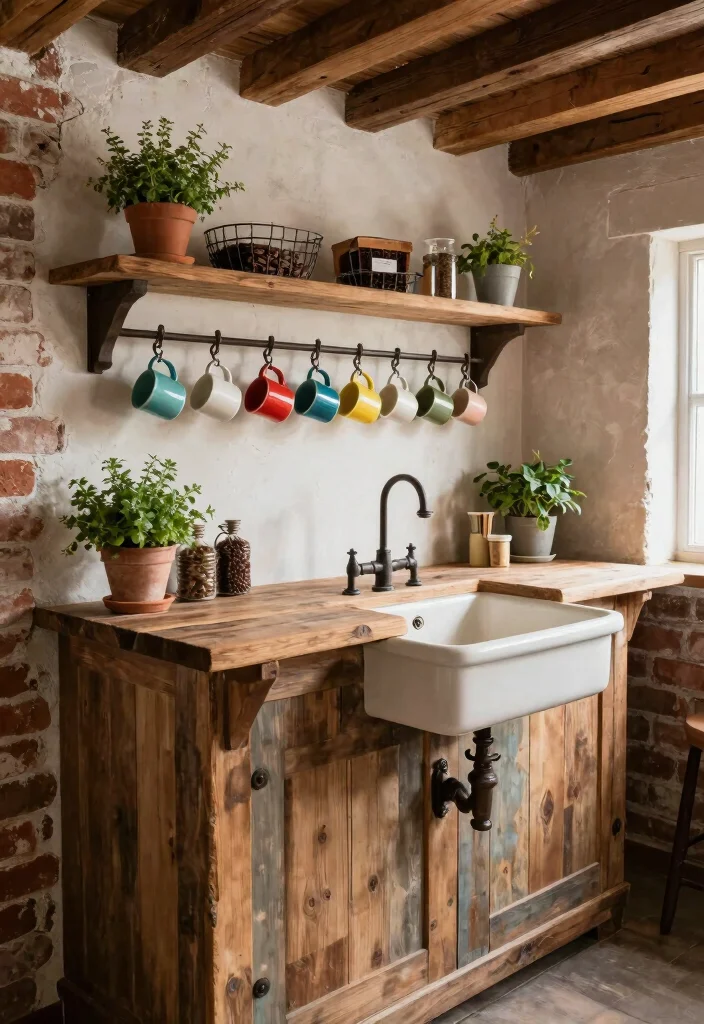 15 Coffee Bar With Sink Ideas for a Functional Setup 12 15 Coffee Bar With Sink Ideas for a Functional Setup - 2. Rustic Farmhouse Coffee Bar 1