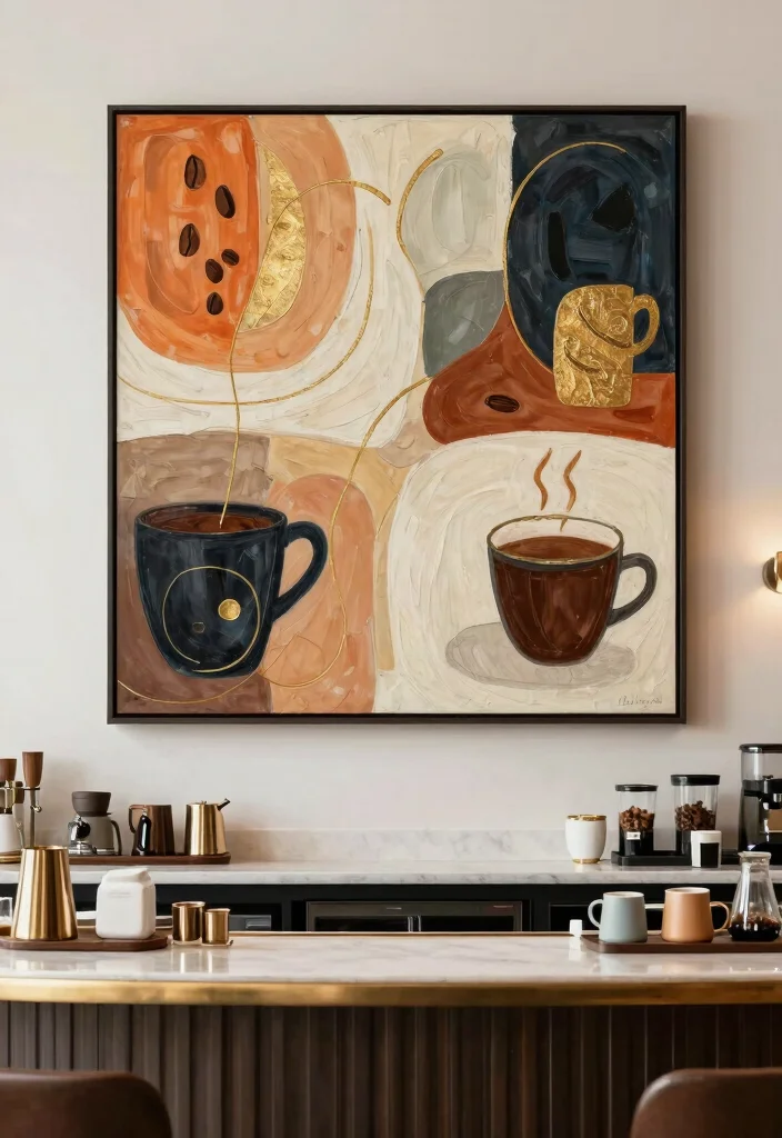 15 Glam Coffee Bar 2026 Trending Ideas With Luxe Gold Touches - 3. Statement Wall Art 1