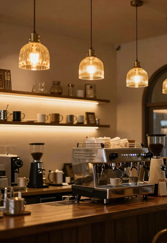 15 Glam Coffee Bar 2026 Trending Ideas With Luxe Gold Touches - 5. Luxurious Coffee Bar Lighting 1