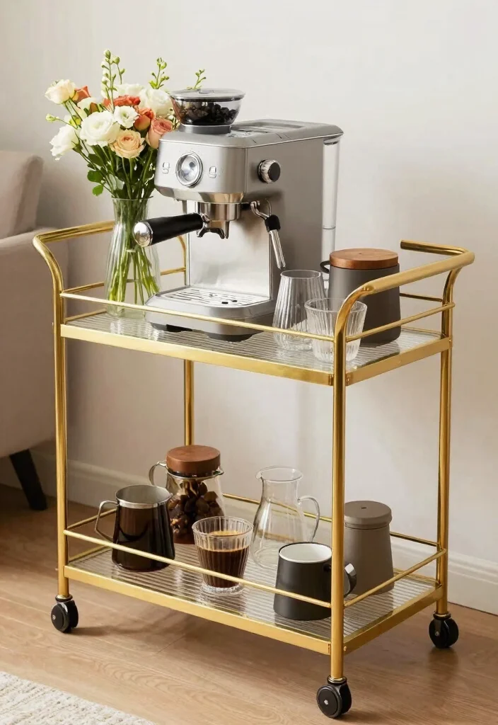 15 Glam Coffee Bar 2026 Trending Ideas With Luxe Gold Touches - 8. Elegant Bar Cart Styling 1