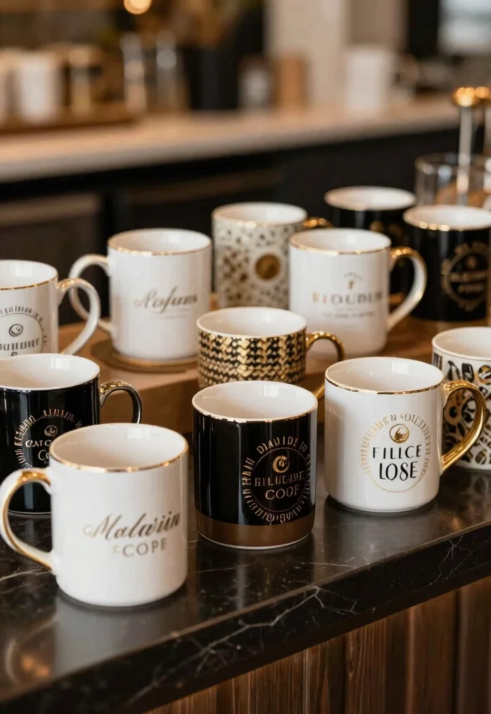 15 Glam Coffee Bar 2026 Trending Ideas With Luxe Gold Touches - 9. Personalized Coffee Mugs 1