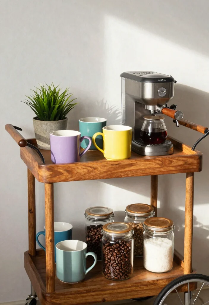 15 Mid Century Modern Coffee Bar Ideas With Retro Flair - 1. Vintage Coffee Cart 1