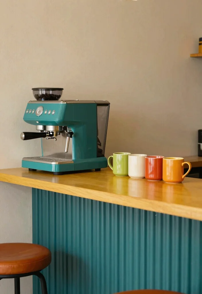 15 Mid Century Modern Coffee Bar Ideas With Retro Flair - 13. Timeless Mid Century Color Palette 1