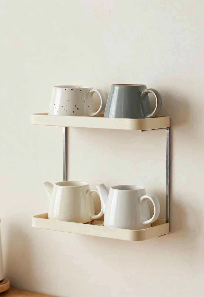 15 Mid Century Modern Coffee Bar Ideas With Retro Flair - 14. Wall-Mounted Coffee Accessory Holders 1