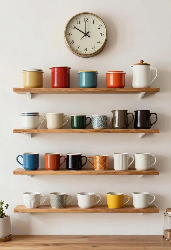 15 Mid Century Modern Coffee Bar Ideas With Retro Flair - 2. Retro Coffee Station on the Wall 1
