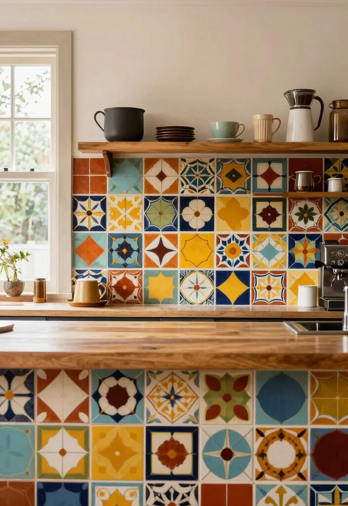 15 Mid Century Modern Coffee Bar Ideas With Retro Flair - 6. Retro Tiles for Coffee Bar Backsplash 1