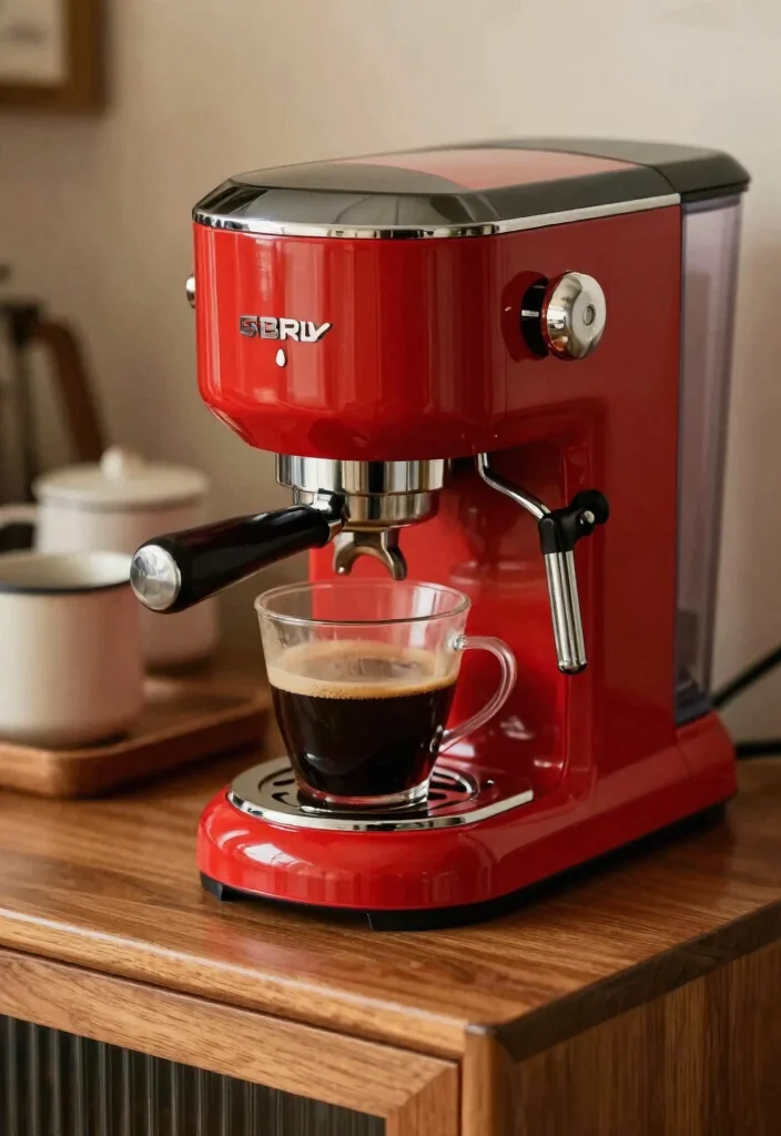 15 Mid Century Modern Coffee Bar Ideas With Retro Flair - 7. Statement Coffee Maker 1