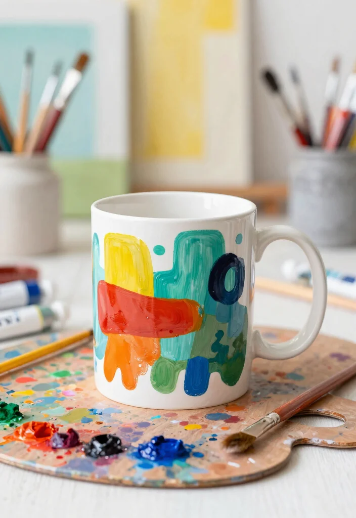 15 Painting Pottery Mug Ideas With Artistic Flair 3 15 Painting Pottery Mug Ideas With Artistic Flair - 3. Abstract Art Explosion 1