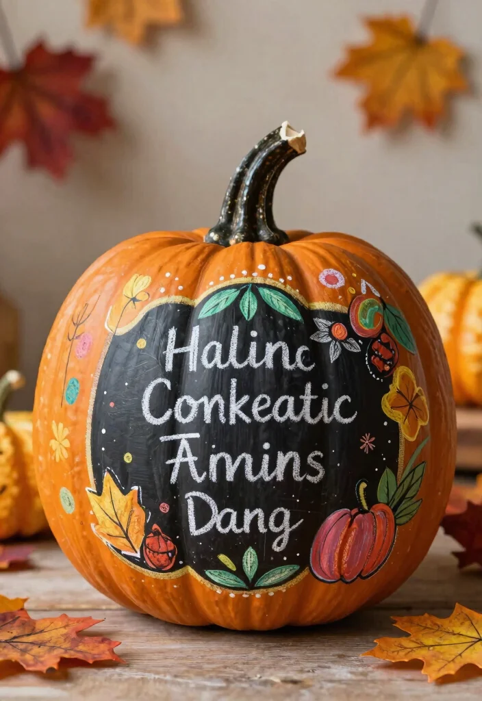 15 Pumpkin Pottery Painting Ideas With Cozy Autumn Vibes - 11. Chalkboard Paint for Reusability 1