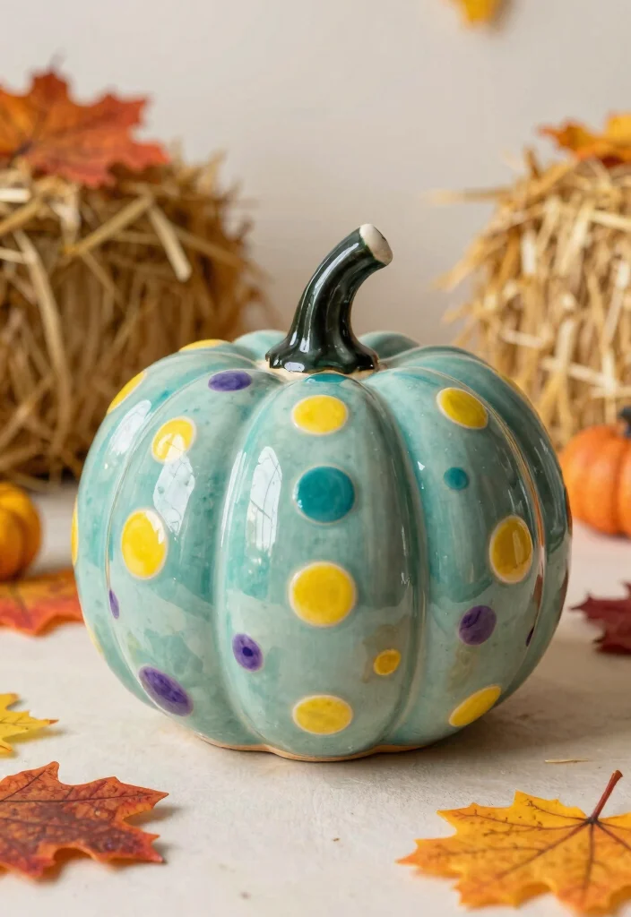 15 Pumpkin Pottery Painting Ideas With Cozy Autumn Vibes - 2. Whimsical Polka Dots 1