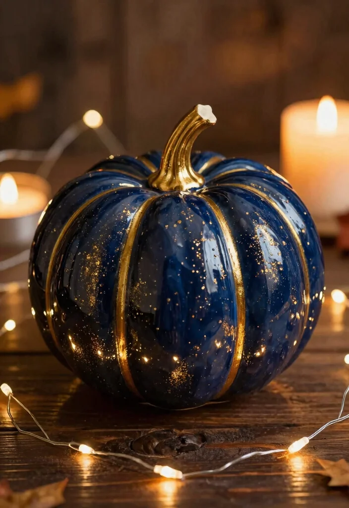 15 Pumpkin Pottery Painting Ideas With Cozy Autumn Vibes - 4. Metallic Accents 1