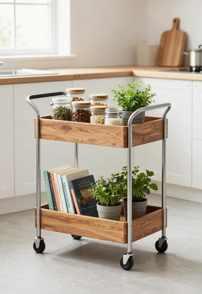 15 Small Kitchen Pantry Organization Ideas That Work Wonders 13 15 Small Kitchen Pantry Organization Ideas That Work Wonders - 3. Rolling Carts for Flexibility 1