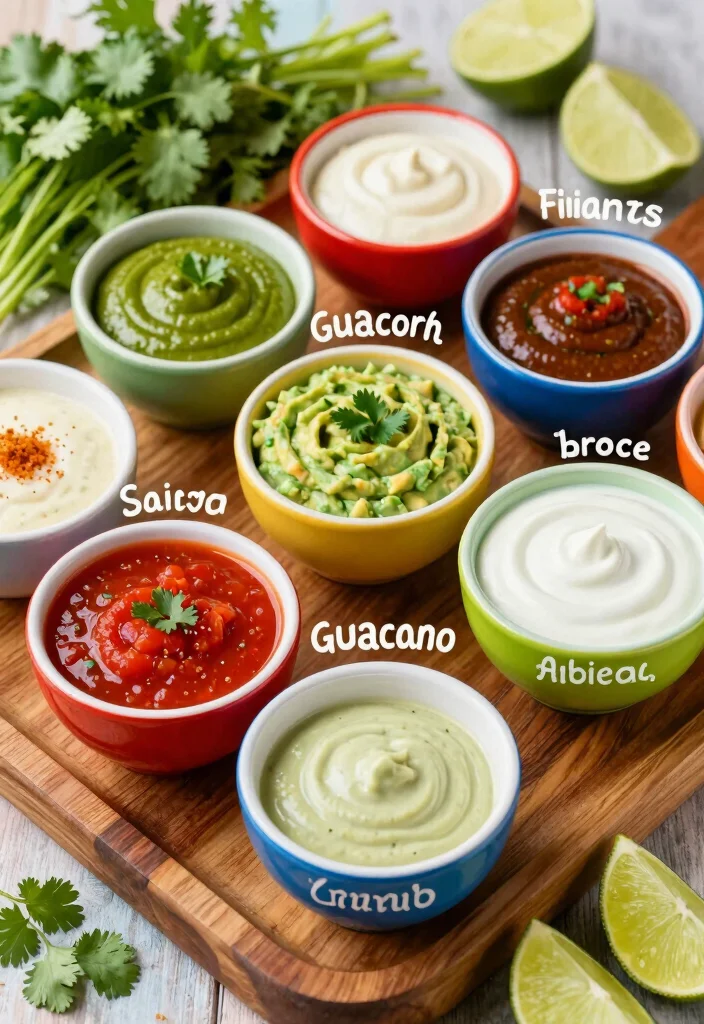 15 Taco Plating Ideas With Creative Style 65 15 Taco Plating Ideas With Creative Style - 15. Dipping Sauces Display 1