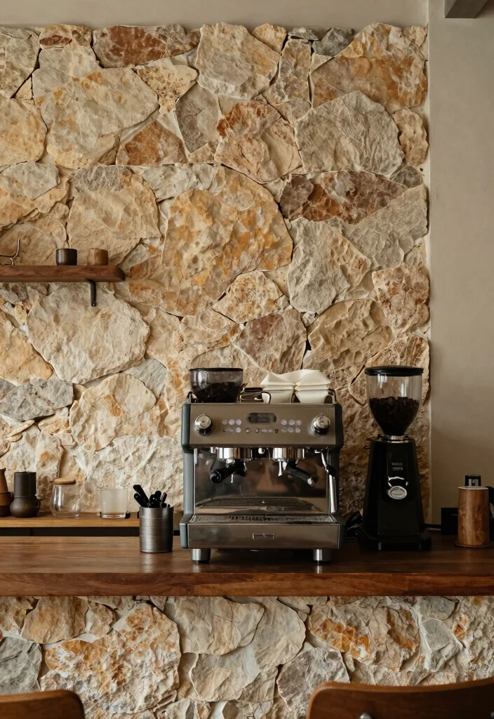 16 Coffee Bar Backsplash Ideas That Make a Statement - 10. Natural Stone Accent 1