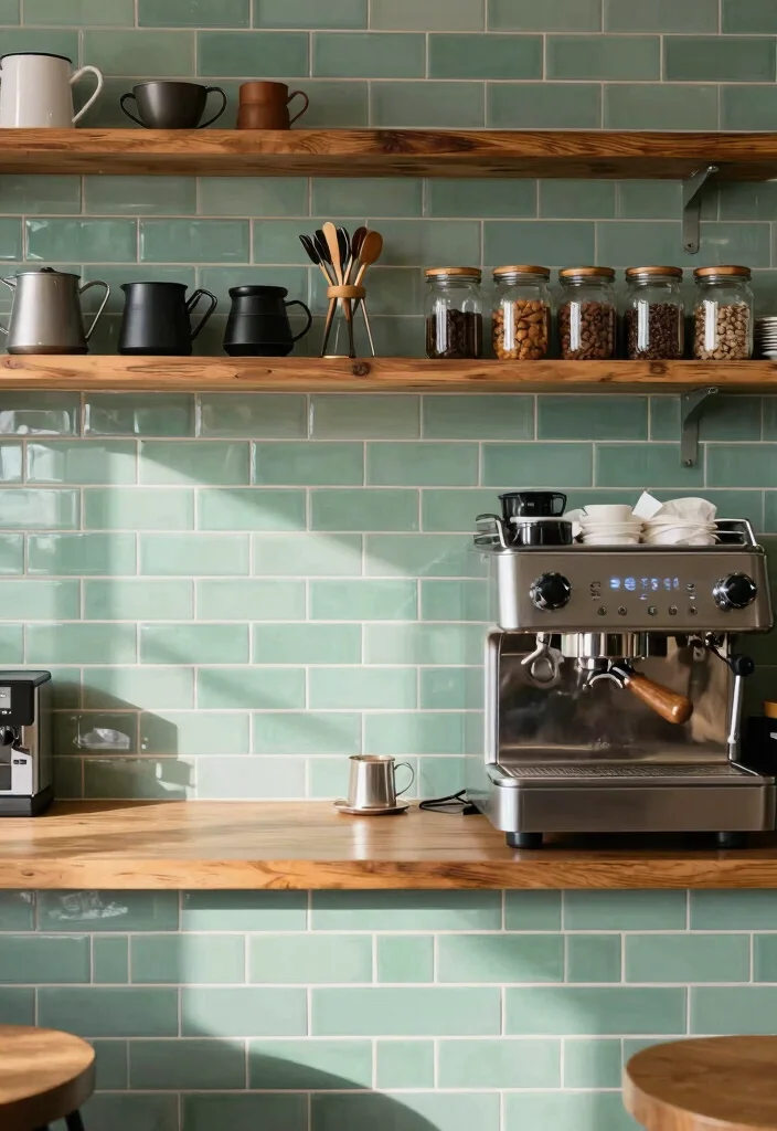 16 Coffee Bar Backsplash Ideas That Make a Statement - 2. Subway Tiles with a Twist 1