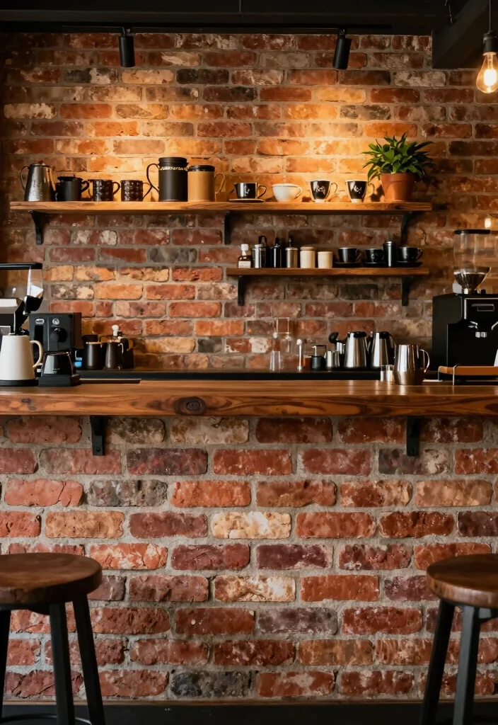 16 Coffee Bar Backsplash Ideas That Make a Statement - 4. Reclaimed Brick 1
