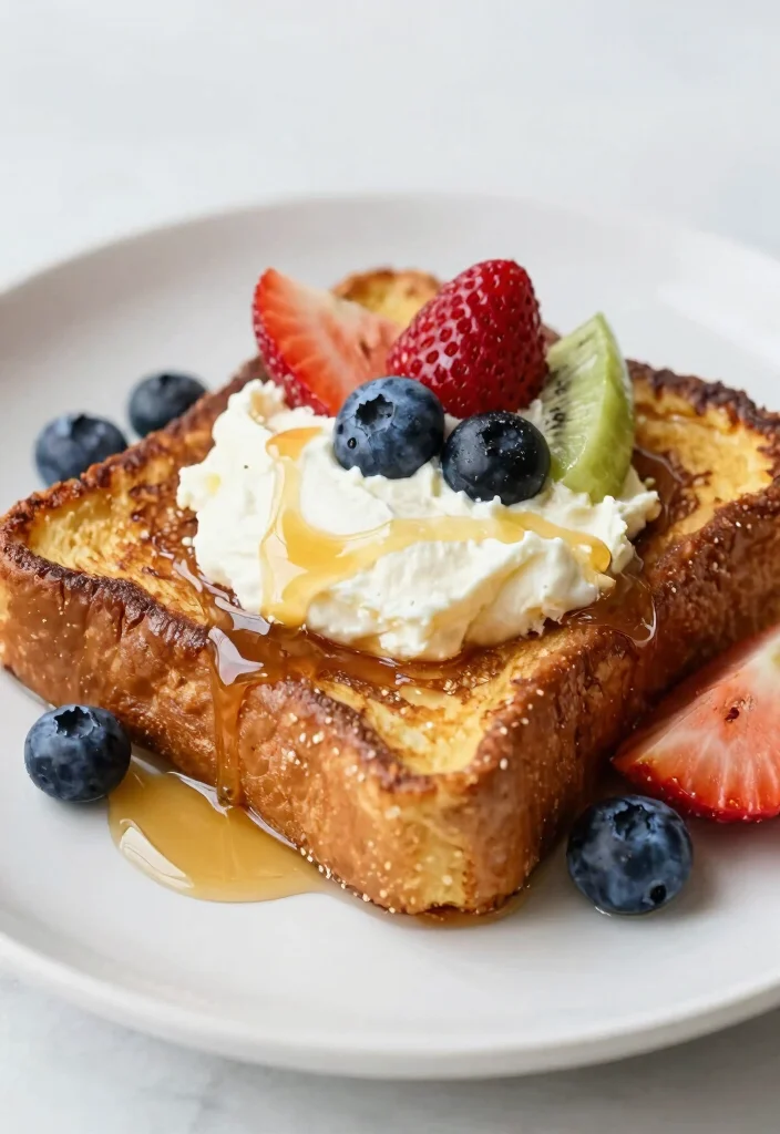 16 French Toast Plating Ideas That Feel Gourmet - 15. French Toast with Creamy Toppings 1