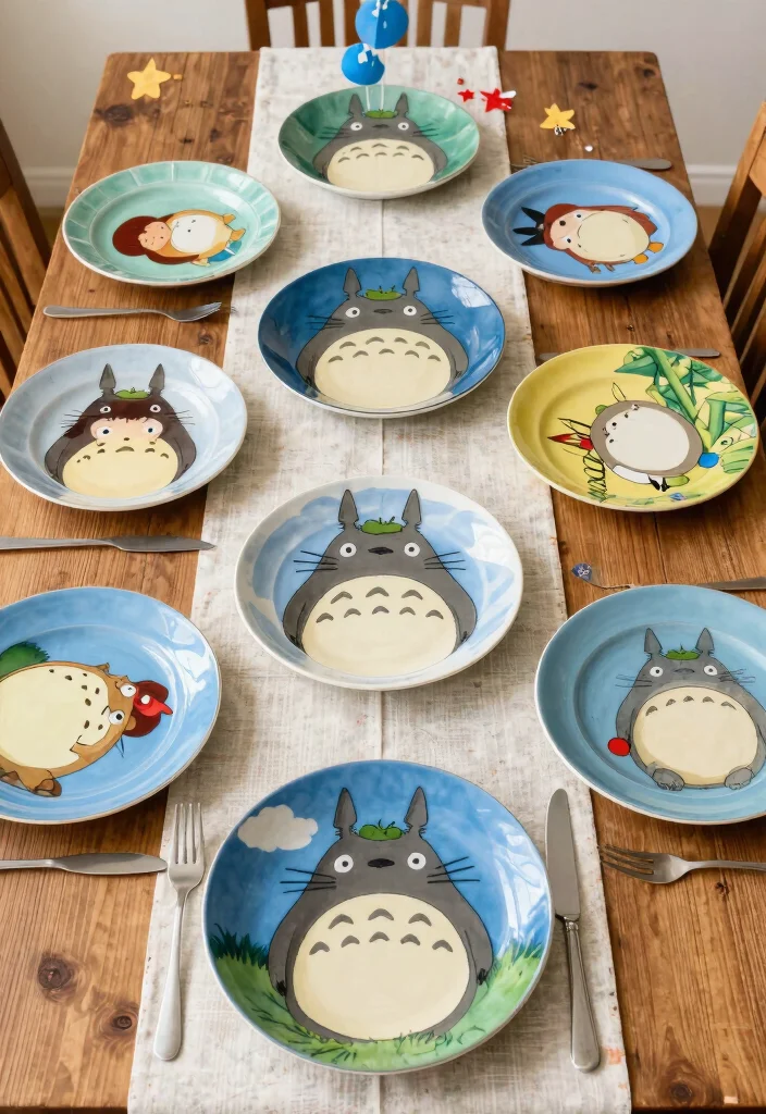 16 Ghibli Pottery Painting Ideas With Whimsical Charm 20 16 Ghibli Pottery Painting Ideas With Whimsical Charm - 10. Ghibli Character-Themed Dinner Plates 1