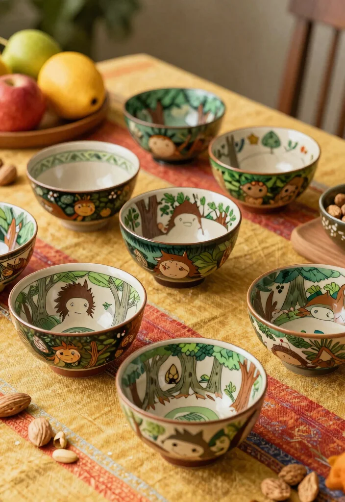 16 Ghibli Pottery Painting Ideas With Whimsical Charm 15 16 Ghibli Pottery Painting Ideas With Whimsical Charm - 5. Princess Mononoke-Inspired Bowls 1