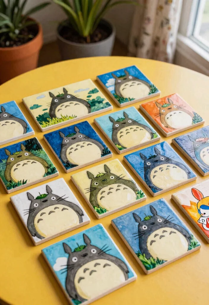 16 Ghibli Pottery Painting Ideas With Whimsical Charm 18 16 Ghibli Pottery Painting Ideas With Whimsical Charm - 8. My Neighbor Totoro-Themed Tiles 1