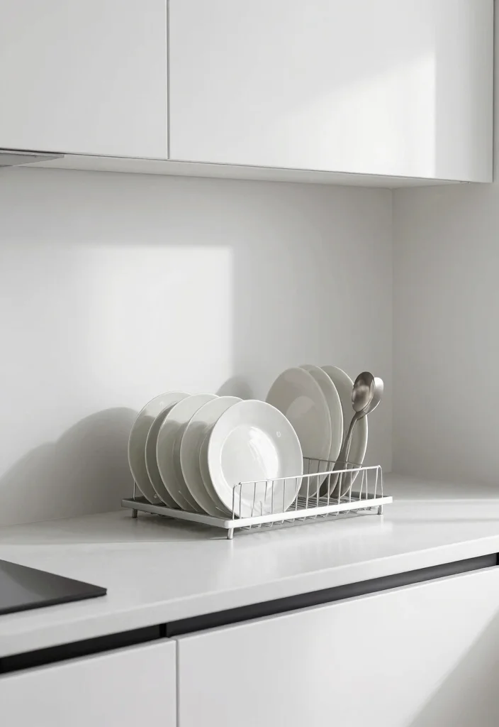 16 Kitchen Countertop Organization Ideas That Reduce Clutter - 10. Minimalist Dish Rack 1