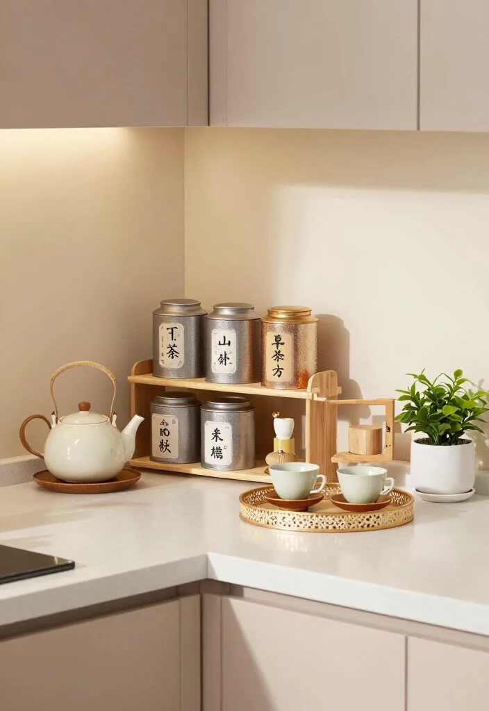 16 Kitchen Countertop Organization Ideas That Reduce Clutter - 11. Create a Tea Station 1