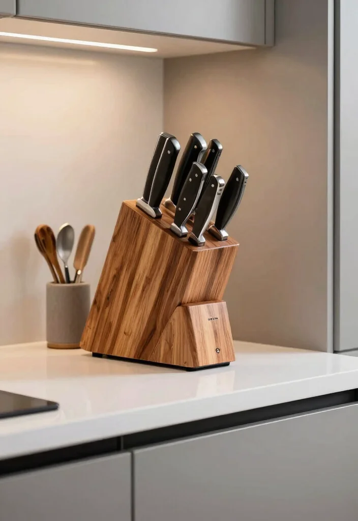 16 Kitchen Countertop Organization Ideas That Reduce Clutter - 6. Invest in a Quality Knife Block 1