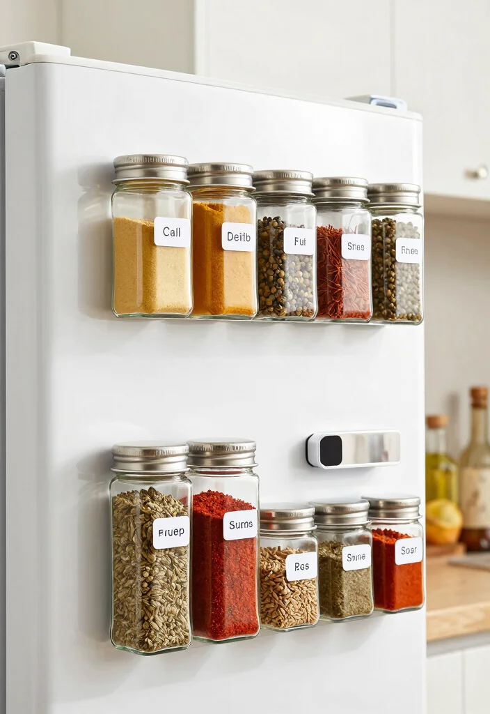 16 Kitchen Fridge Organization Ideas That Stay Neat 14 16 Kitchen Fridge Organization Ideas That Stay Neat - 4. Magnetic Spice Jars 1