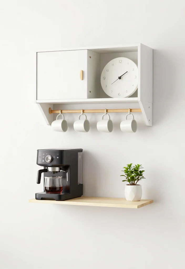 16 Minimalist Coffee Bar Ideas With Clean Aesthetic 40 16 Minimalist Coffee Bar Ideas With Clean Aesthetic - 10. Wall-Mounted Coffee Station 1
