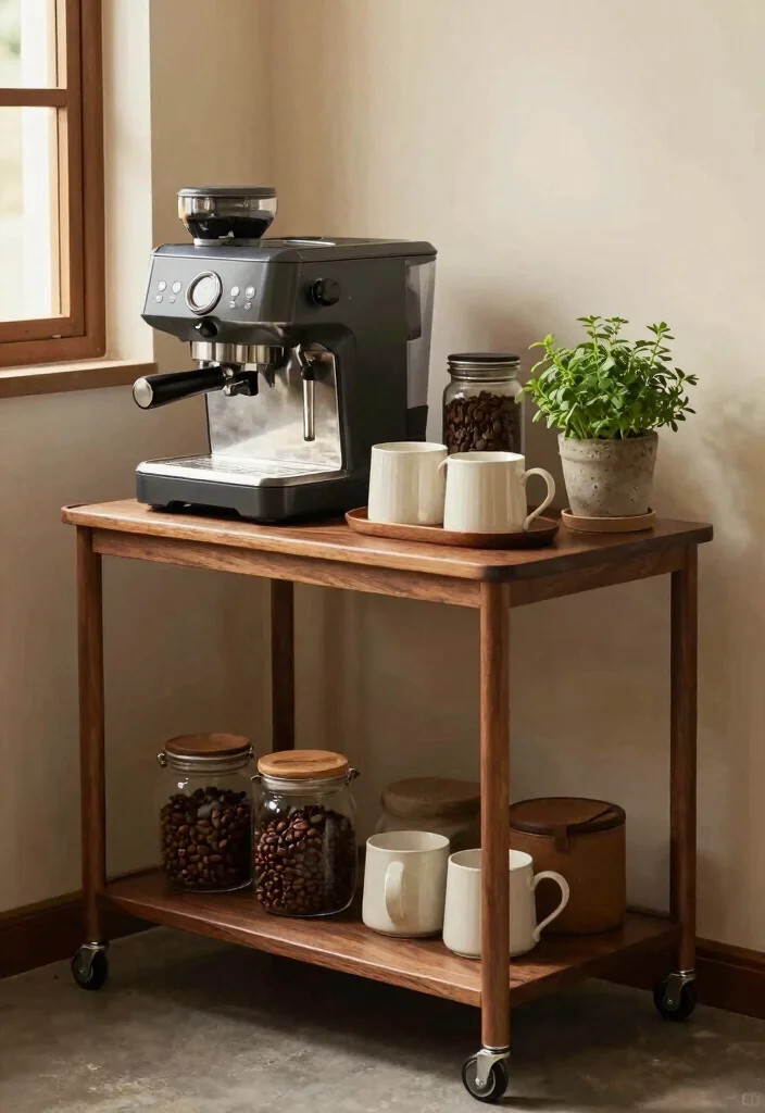 16 Minimalist Coffee Bar Ideas With Clean Aesthetic 25 16 Minimalist Coffee Bar Ideas With Clean Aesthetic - 5. Compact Corner Coffee Bar 1