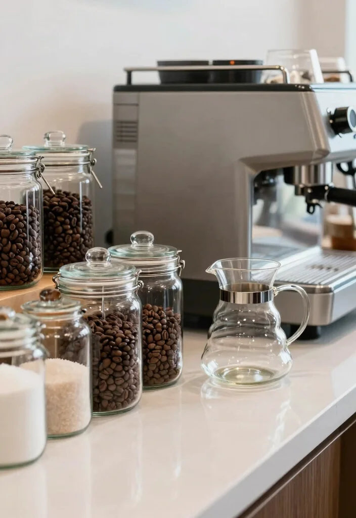 16 Minimalist Coffee Bar Ideas With Clean Aesthetic 27 16 Minimalist Coffee Bar Ideas With Clean Aesthetic - 7. Incorporating Glass Elements 1