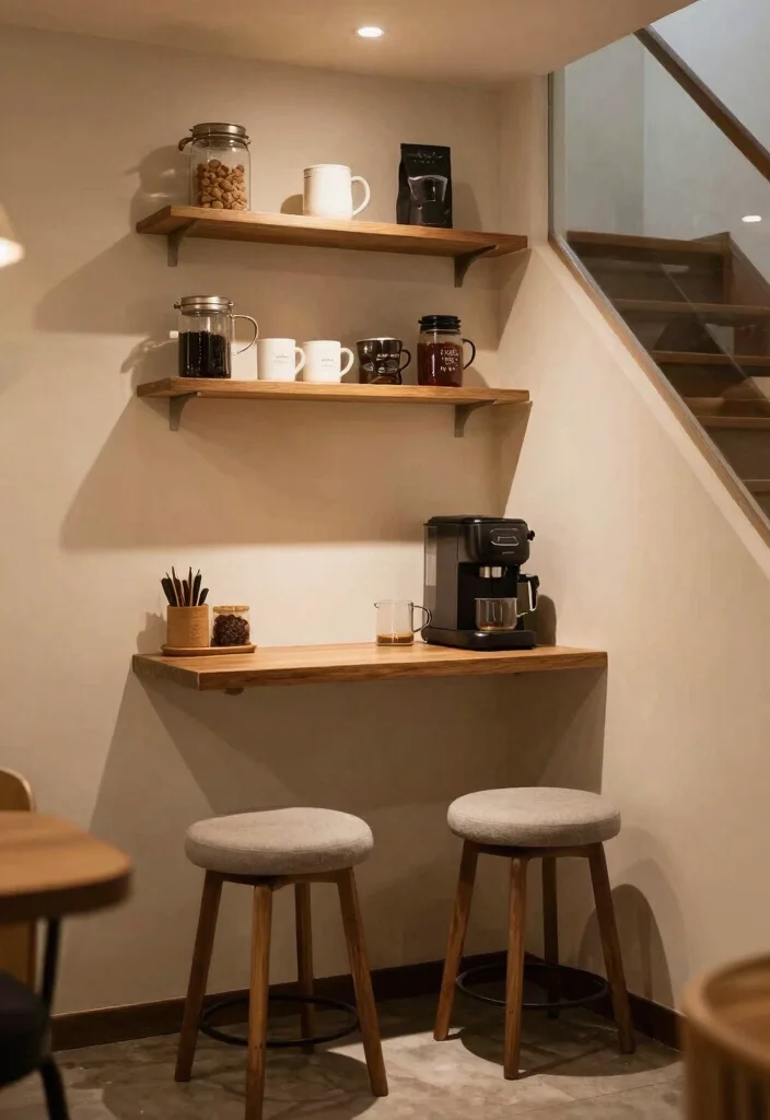 16 Minimalist Coffee Bar Ideas With Clean Aesthetic 29 16 Minimalist Coffee Bar Ideas With Clean Aesthetic - 9. Understairs Coffee Nook 1