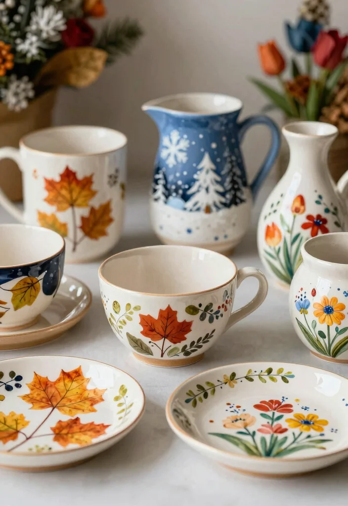 16 Pottery Inspiration Painting Ideas With Creative Patterns - 14. Seasonal Themes 1