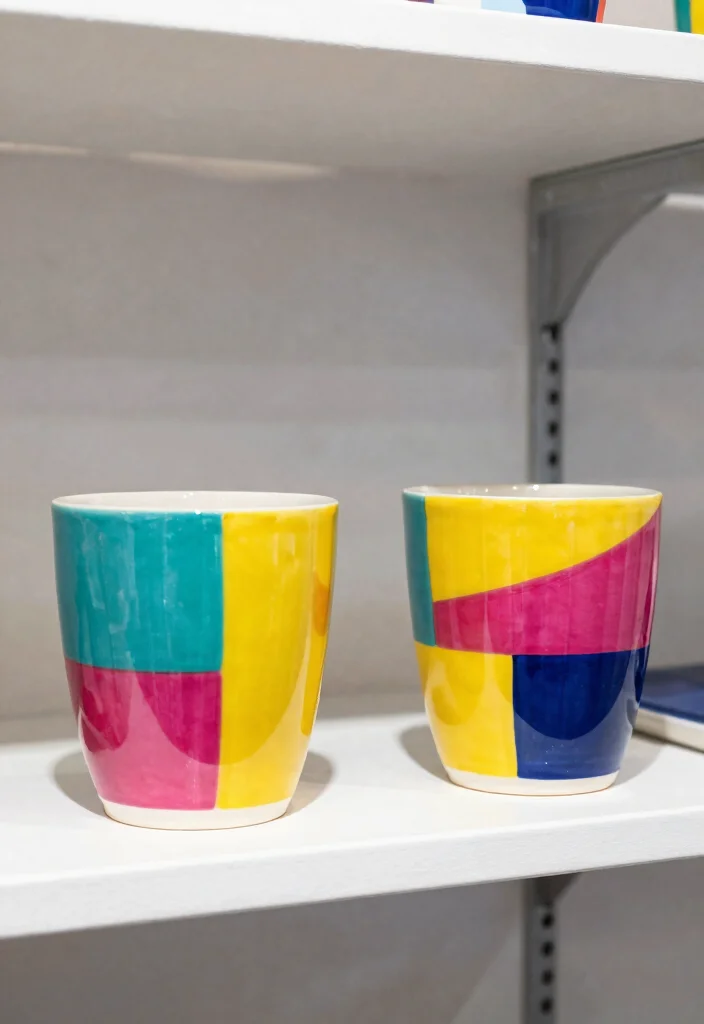 16 Pottery Inspiration Painting Ideas With Creative Patterns - 7. Color Block Pottery 1