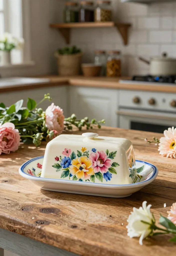 16 Pottery Painting Butter Dish Ideas With Charming Detail - 1. Floral Fantasia: Embrace Nature’s Palette 1